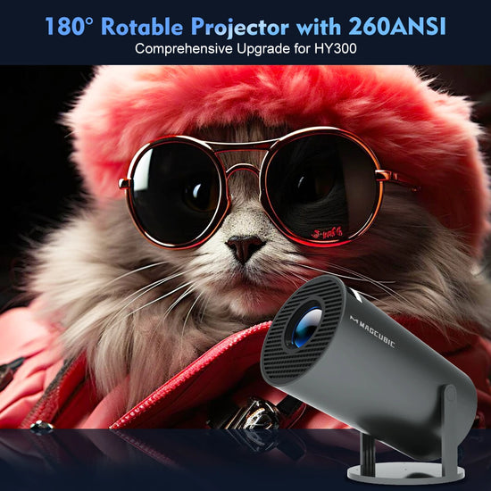 Projector Android11 4K 1280*720P HY300 Pro Dual Wifi 260ANSI 180 Flexible BT5.0 Cinema Outdoor Portable Projetor