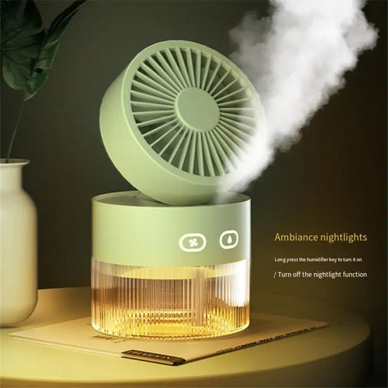 Hogar Spray fan Humidifier Cooling Fan With Night Light 350 Ml Tank Desktop Fan Turbine Foldable Cold Air Humidifier Spray Fan