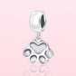 S925 Sterling Silver Adorable Pet Paw Print Pendant Fashion DIY Bead Accessories